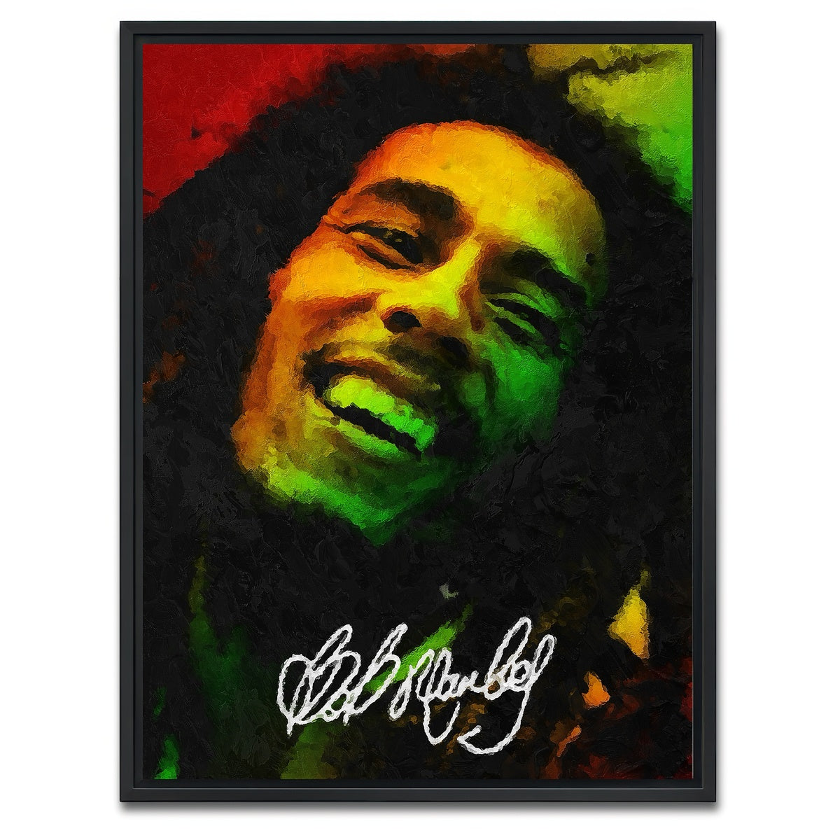 AUTO-MOCKUP WHITE | bob marley painting | 1 Piece | Black Framed Canvas | group=3x4