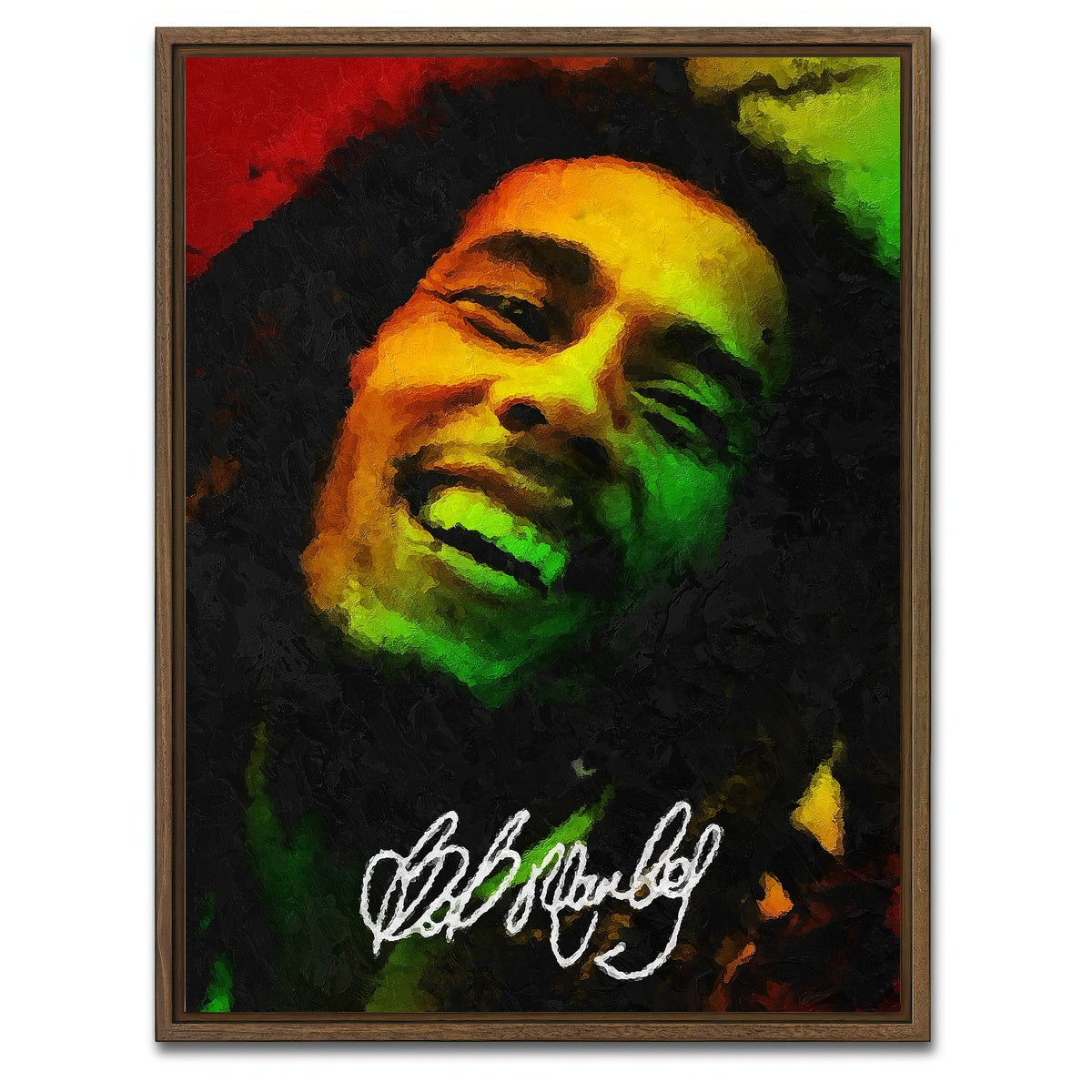 AUTO-MOCKUP WHITE | bob marley painting | 1 Piece | Walnut Framed Canvas | group=3x4