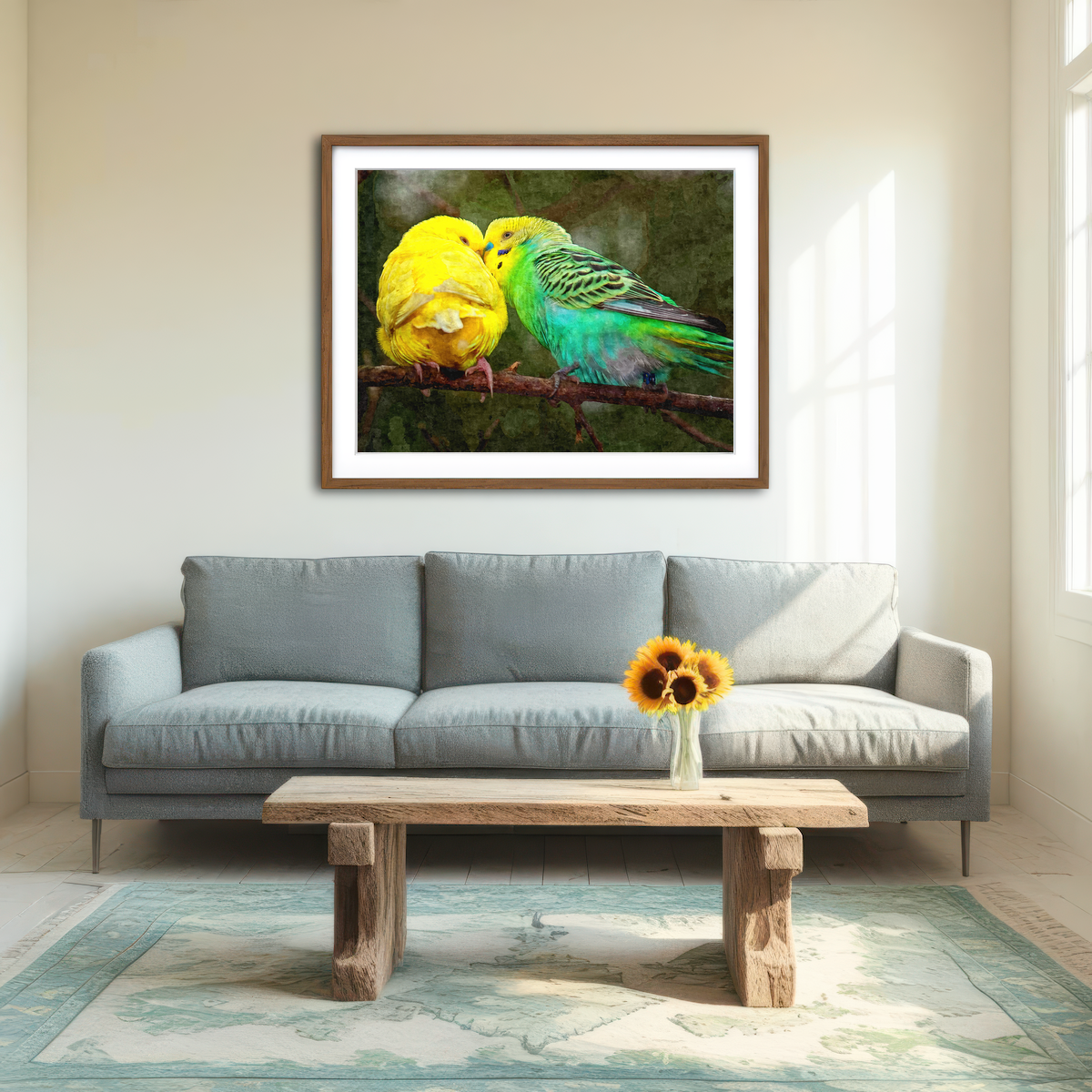 AUTO-MOCKUP ROOM | Budgie Snuggles Wall Art