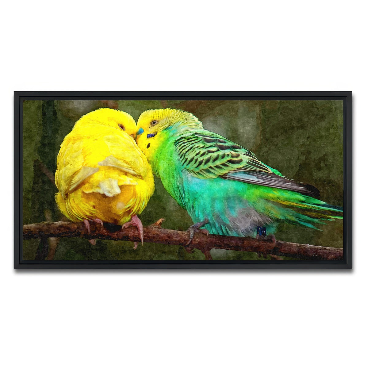 AUTO-MOCKUP WHITE | budgie snuggles | 1 Piece | Black Framed Canvas | group=2x1