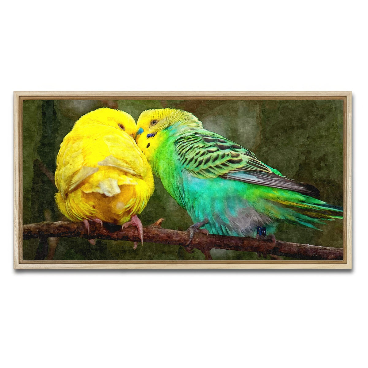 AUTO-MOCKUP WHITE | budgie snuggles | 1 Piece | Natural Framed Canvas | group=2x1
