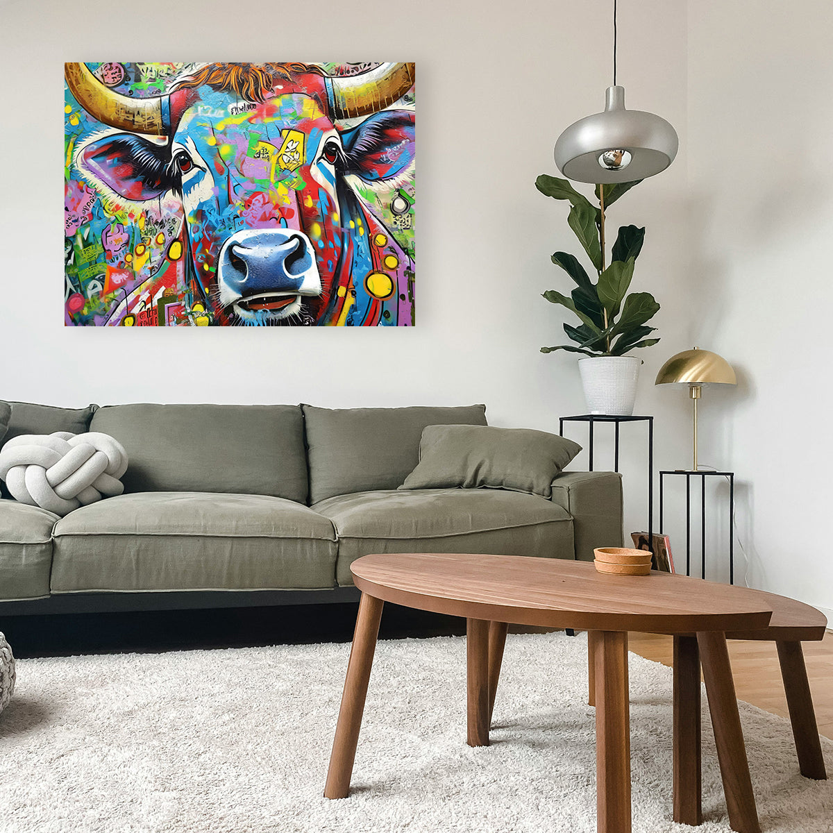 Bull Graffiti Wall Art