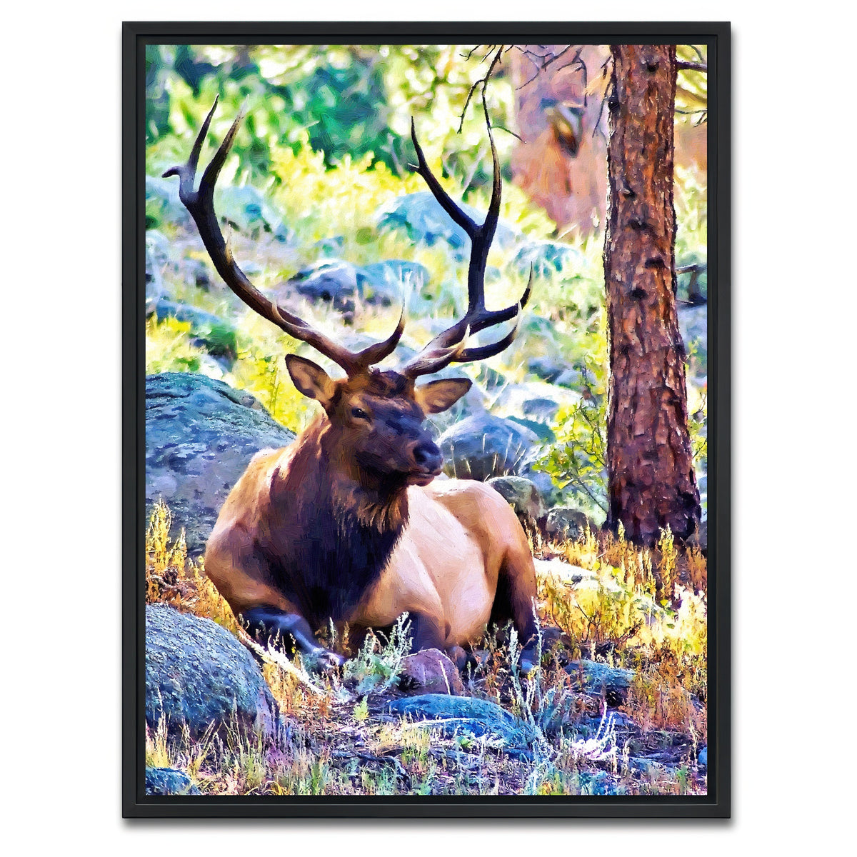 AUTO-MOCKUP WHITE | bull elk | 1 Piece | Black Framed Canvas | group=3x4