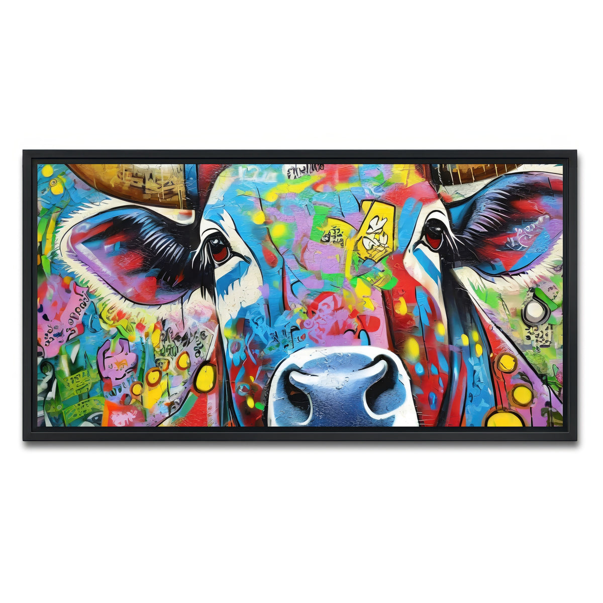 AUTO-MOCKUP WHITE | bull graffiti | 1 Piece | Black Framed Canvas | group=2x1