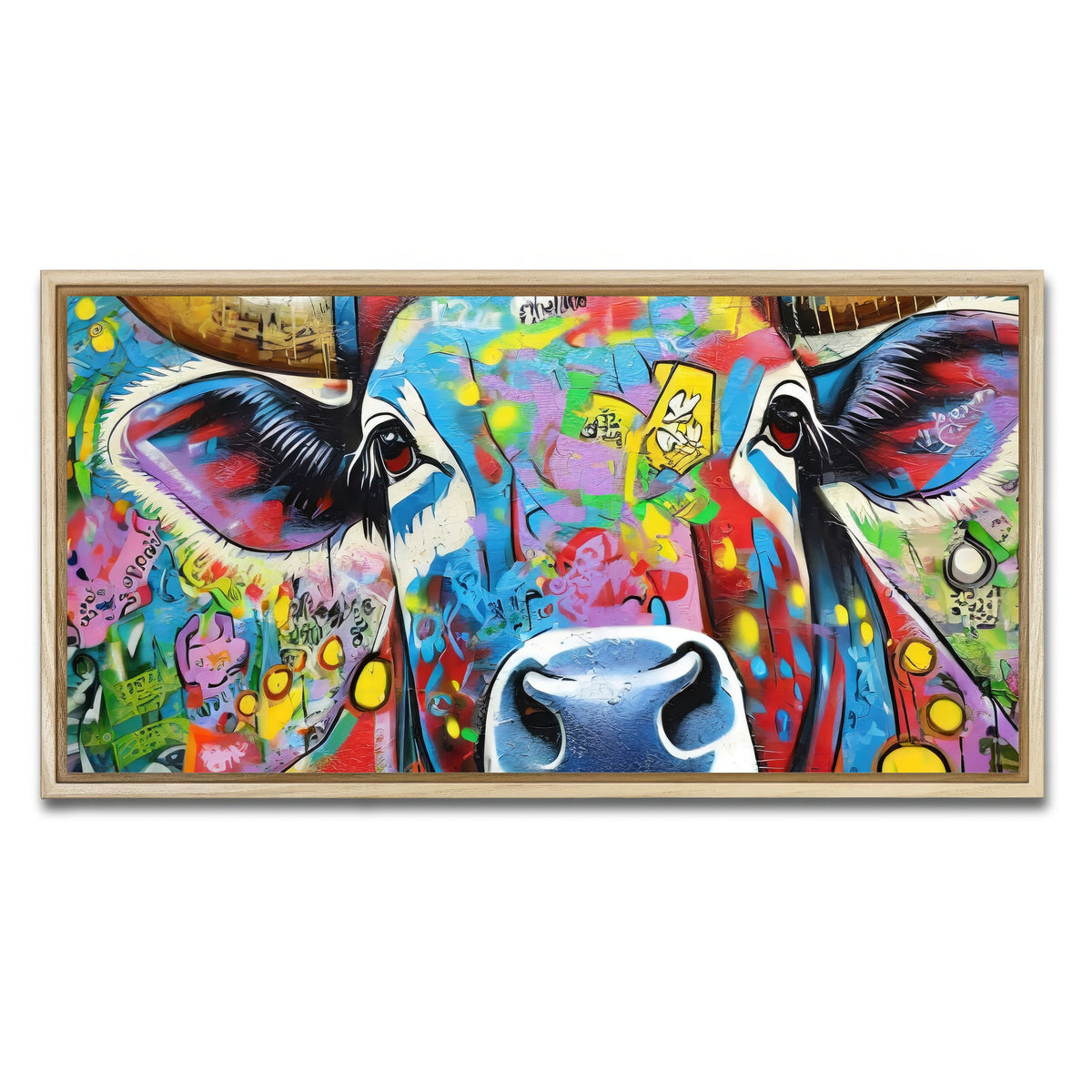 AUTO-MOCKUP WHITE | bull graffiti | 1 Piece | Natural Framed Canvas | group=2x1