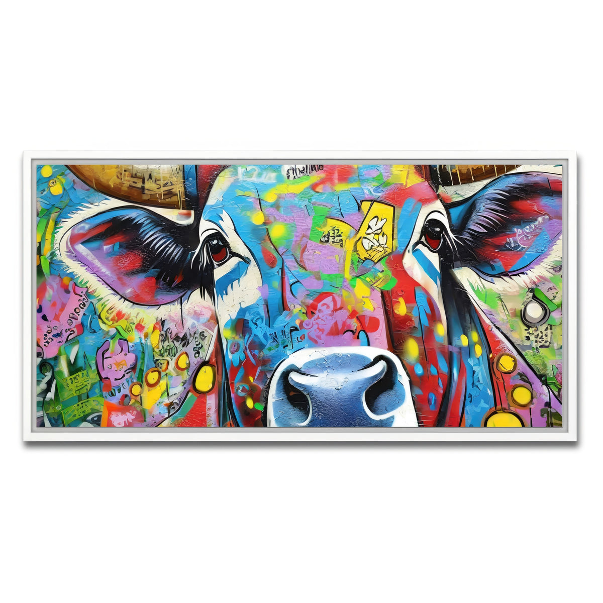 AUTO-MOCKUP WHITE | bull graffiti | 1 Piece | White Framed Canvas | group=2x1