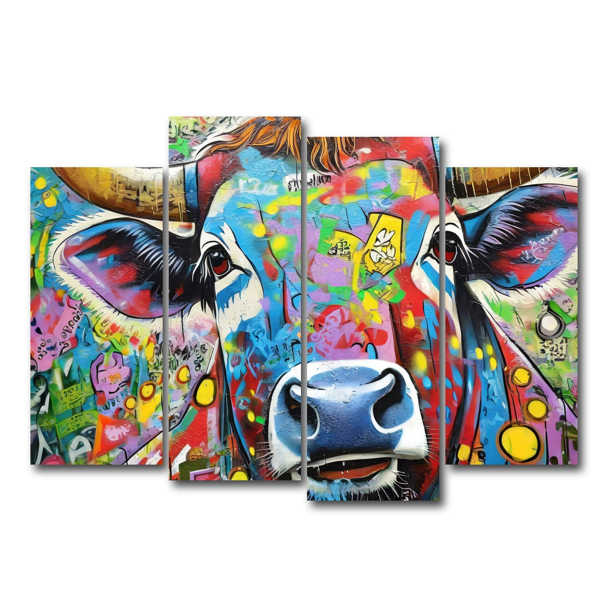 AUTO-MOCKUP WHITE | bull graffiti | 4 Piece | Gallery Wrap Canvas | group=4_normal