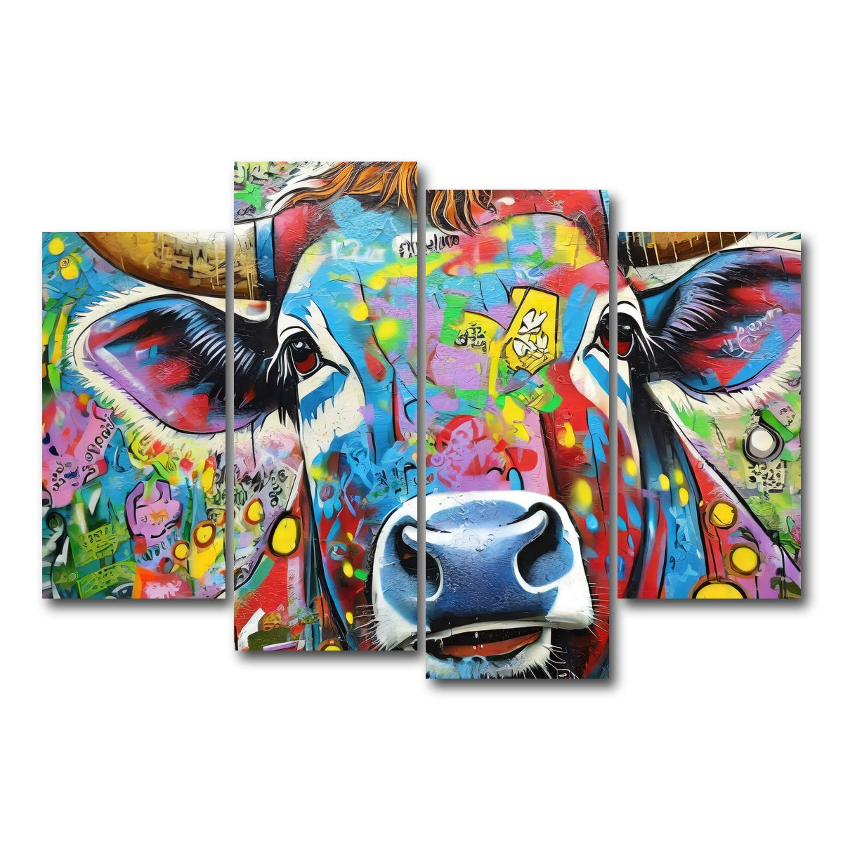 AUTO-MOCKUP WHITE | bull graffiti | 4 Piece | Gallery Wrap Canvas | group=4_short