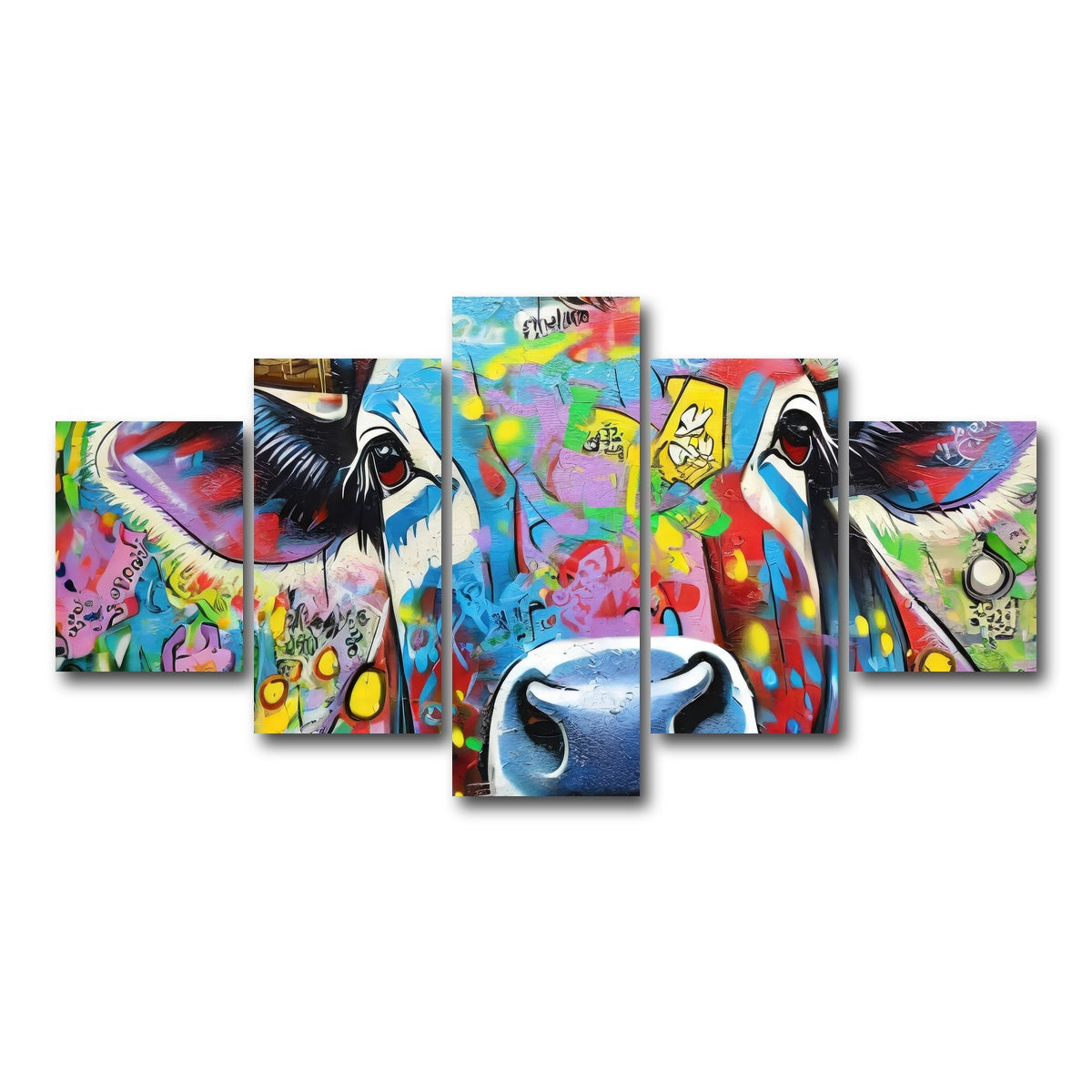 AUTO-MOCKUP WHITE | bull graffiti | 5 Piece | Gallery Wrap Canvas | group=5_short