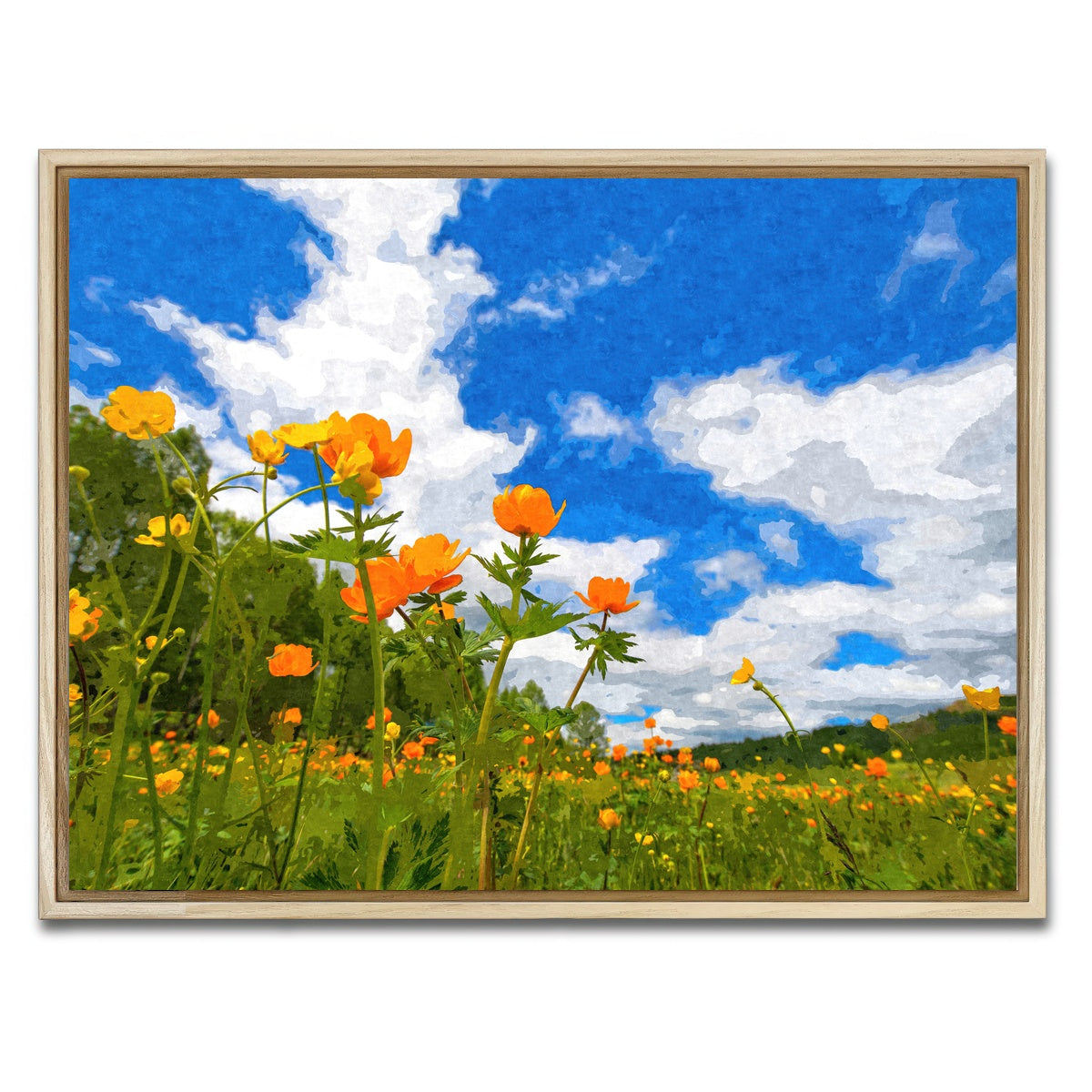 AUTO-MOCKUP WHITE | california poppies under the blue skies | 1 Piece | Natural Framed Canvas | group=4x3