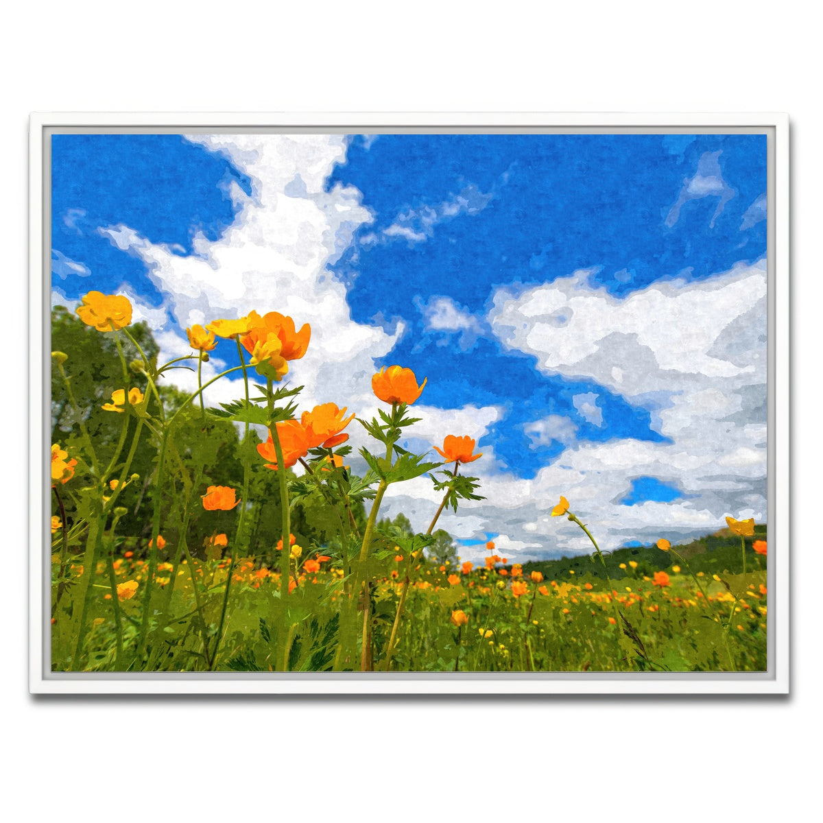 AUTO-MOCKUP WHITE | california poppies under the blue skies | 1 Piece | White Framed Canvas | group=4x3