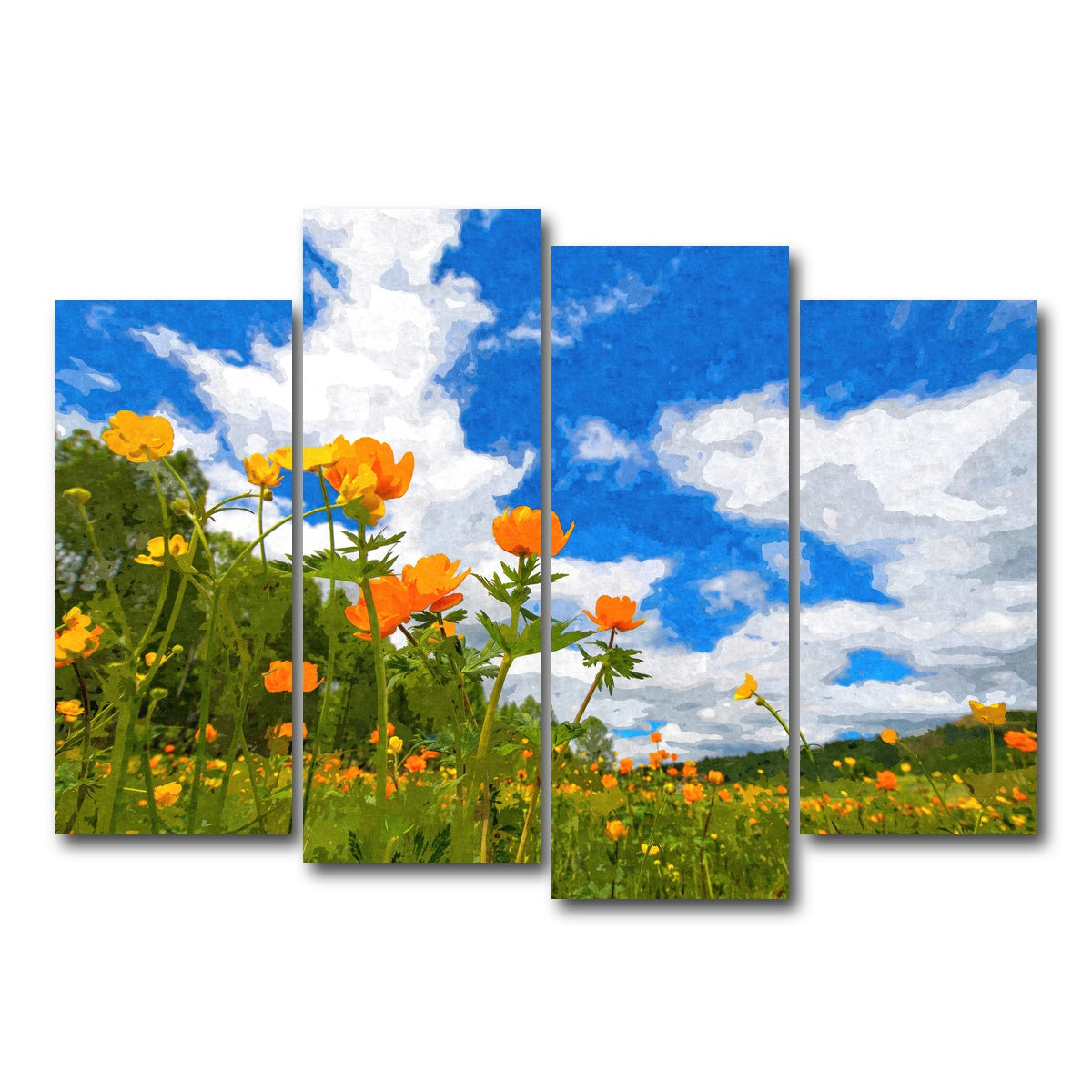 AUTO-MOCKUP WHITE | california poppies under the blue skies | 4 Piece | Gallery Wrap Canvas | group=4_normal
