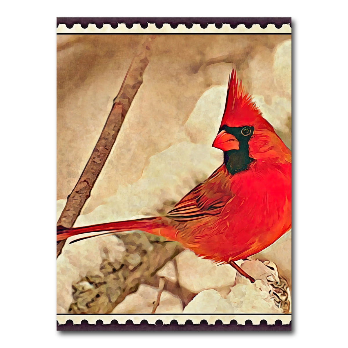 AUTO-MOCKUP WHITE | cardinal postage stamp | 1 Piece | Gallery Wrap Canvas | group=3x4