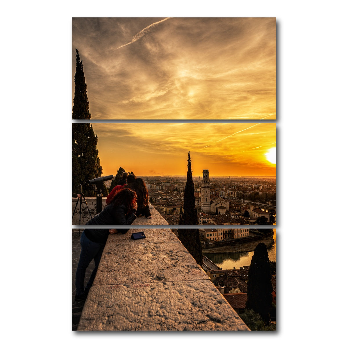 AUTO-MOCKUP WHITE | castel san pietro sunset | 3 Piece | Gallery Wrap Canvas | group=12x24_stacked