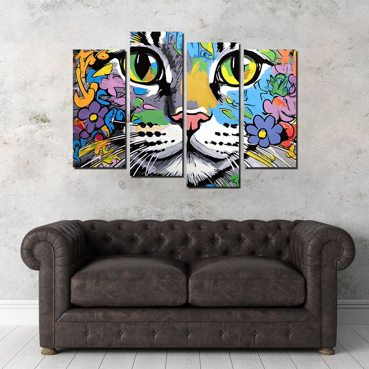 Cat Graffiti Wall Art