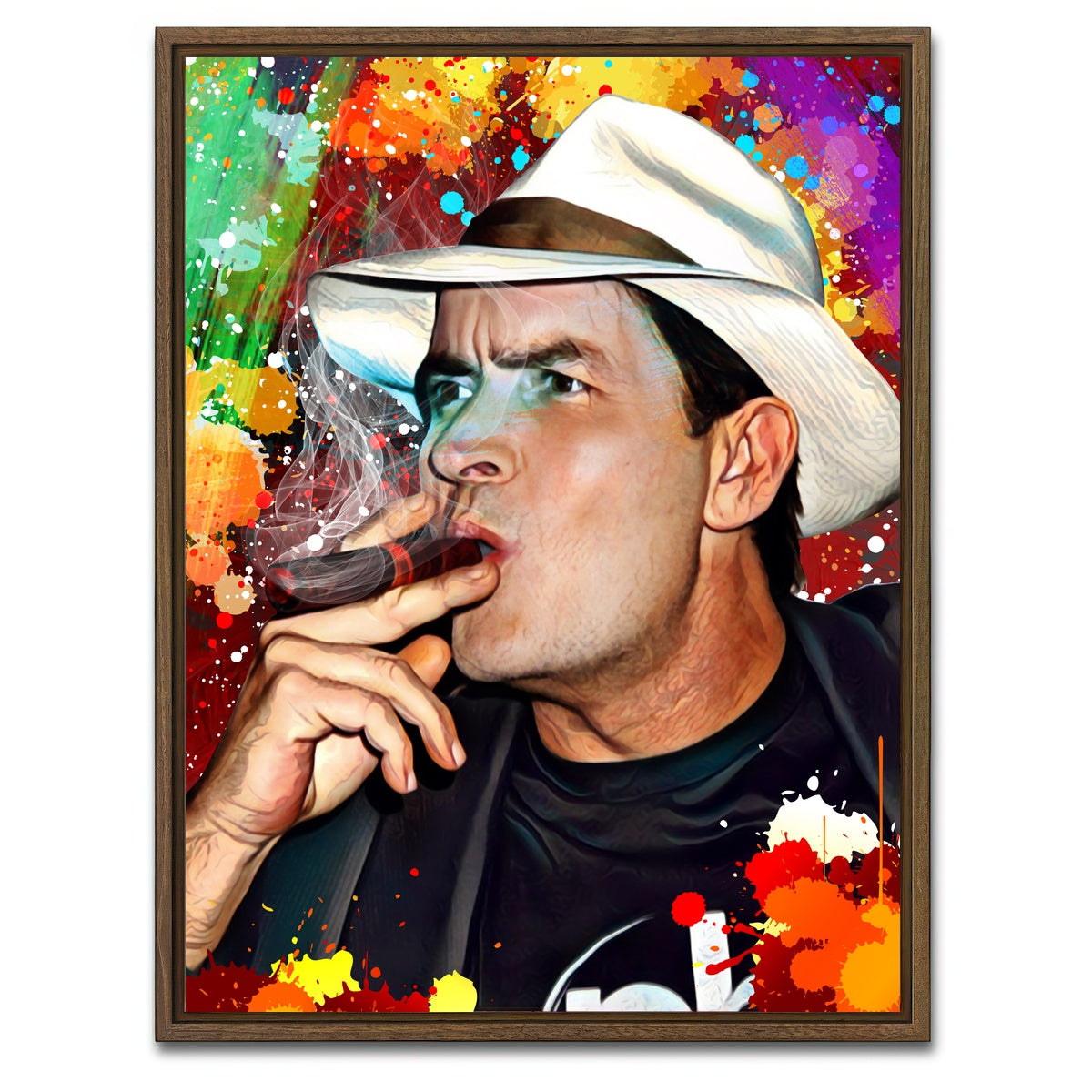 AUTO-MOCKUP WHITE | charlie sheen winning canvas | 1 Piece | Walnut Framed Canvas | group=3x4