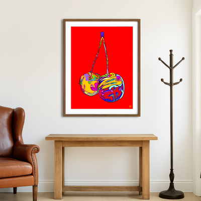 AUTO-MOCKUP ROOM | Cherries Red Wall Art