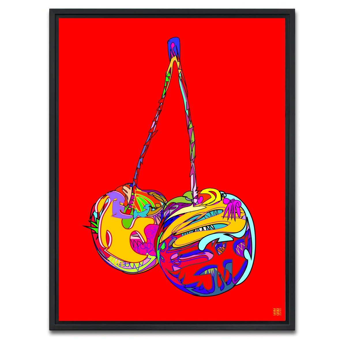 AUTO-MOCKUP WHITE | cherries red | 1 Piece | Black Framed Canvas | group=3x4