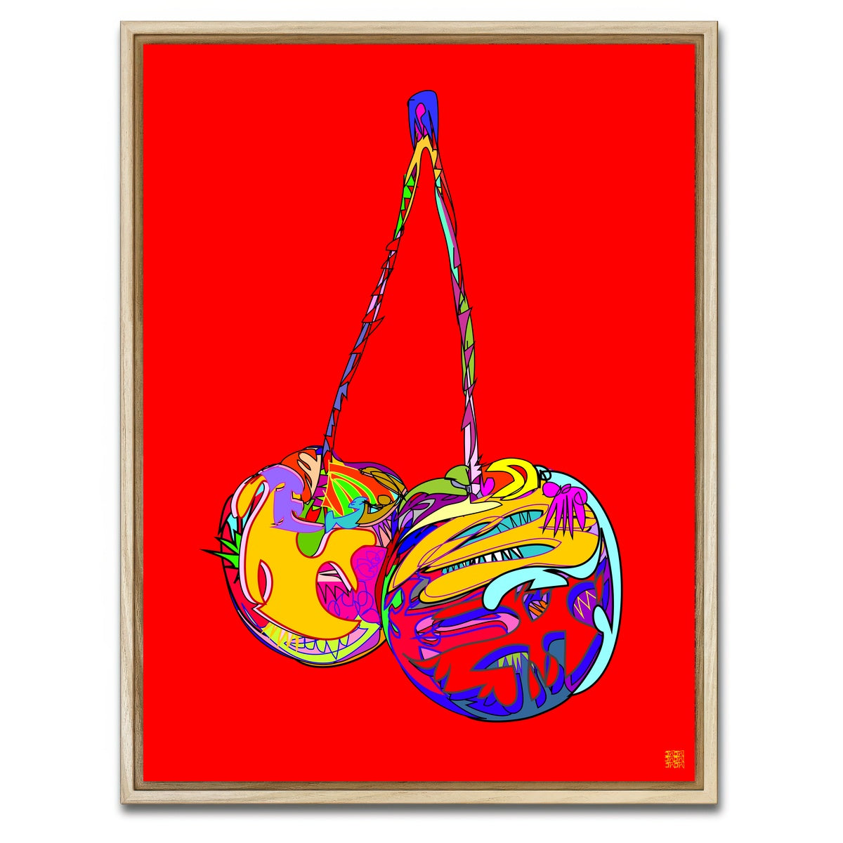 AUTO-MOCKUP WHITE | cherries red | 1 Piece | Natural Framed Canvas | group=3x4