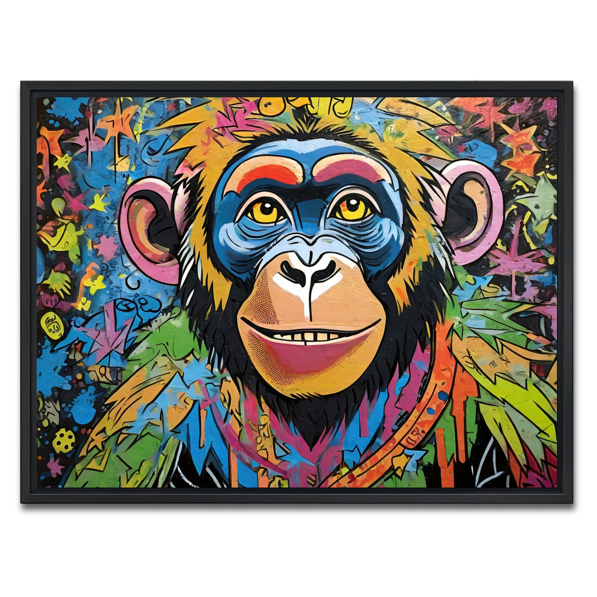 AUTO-MOCKUP WHITE | chimp graffiti | 1 Piece | Black Framed Canvas | group=4x3