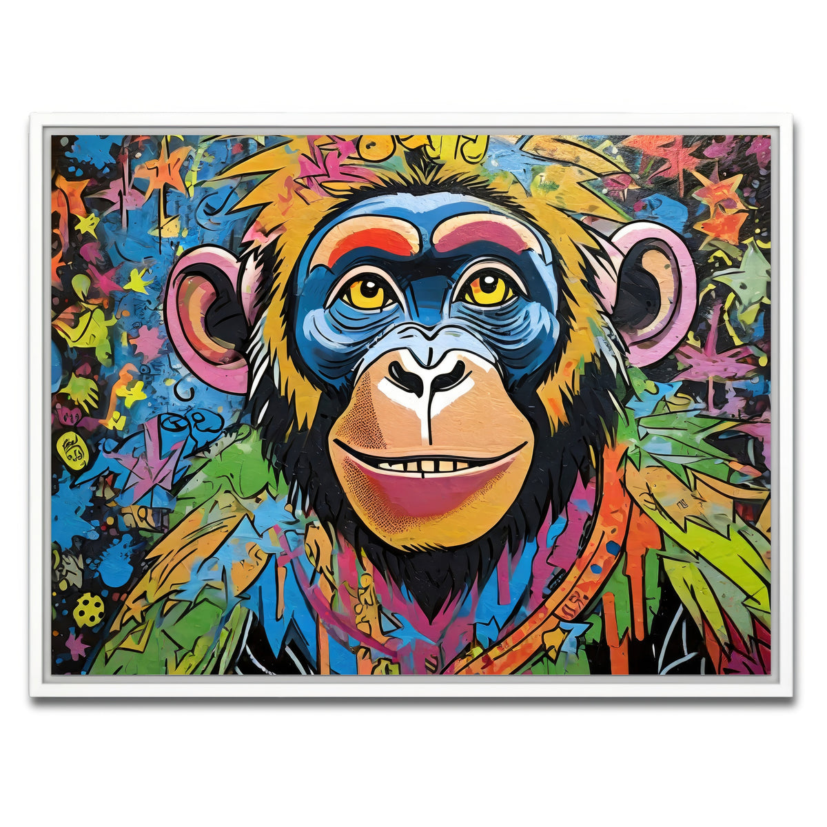 AUTO-MOCKUP WHITE | chimp graffiti | 1 Piece | White Framed Canvas | group=4x3