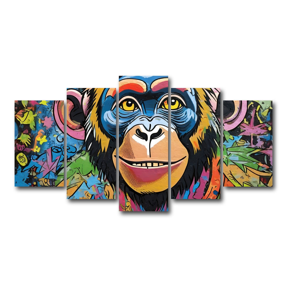 AUTO-MOCKUP WHITE | chimp graffiti | 5 Piece | Gallery Wrap Canvas | group=5_normal