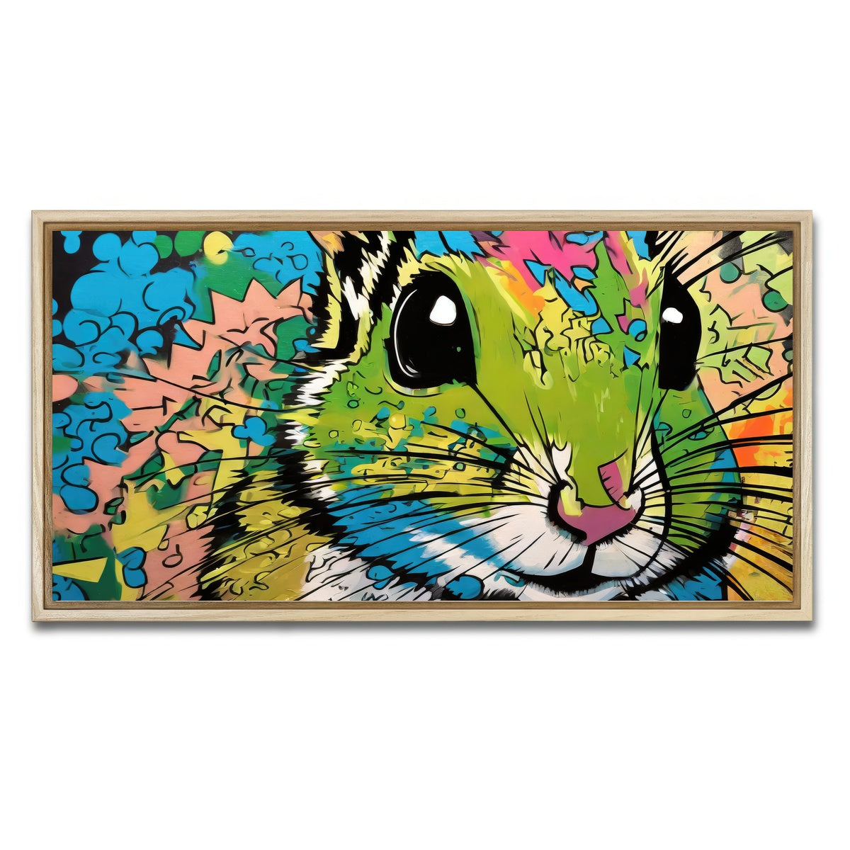 AUTO-MOCKUP WHITE | chipmunk graffiti | 1 Piece | Natural Framed Canvas | group=2x1