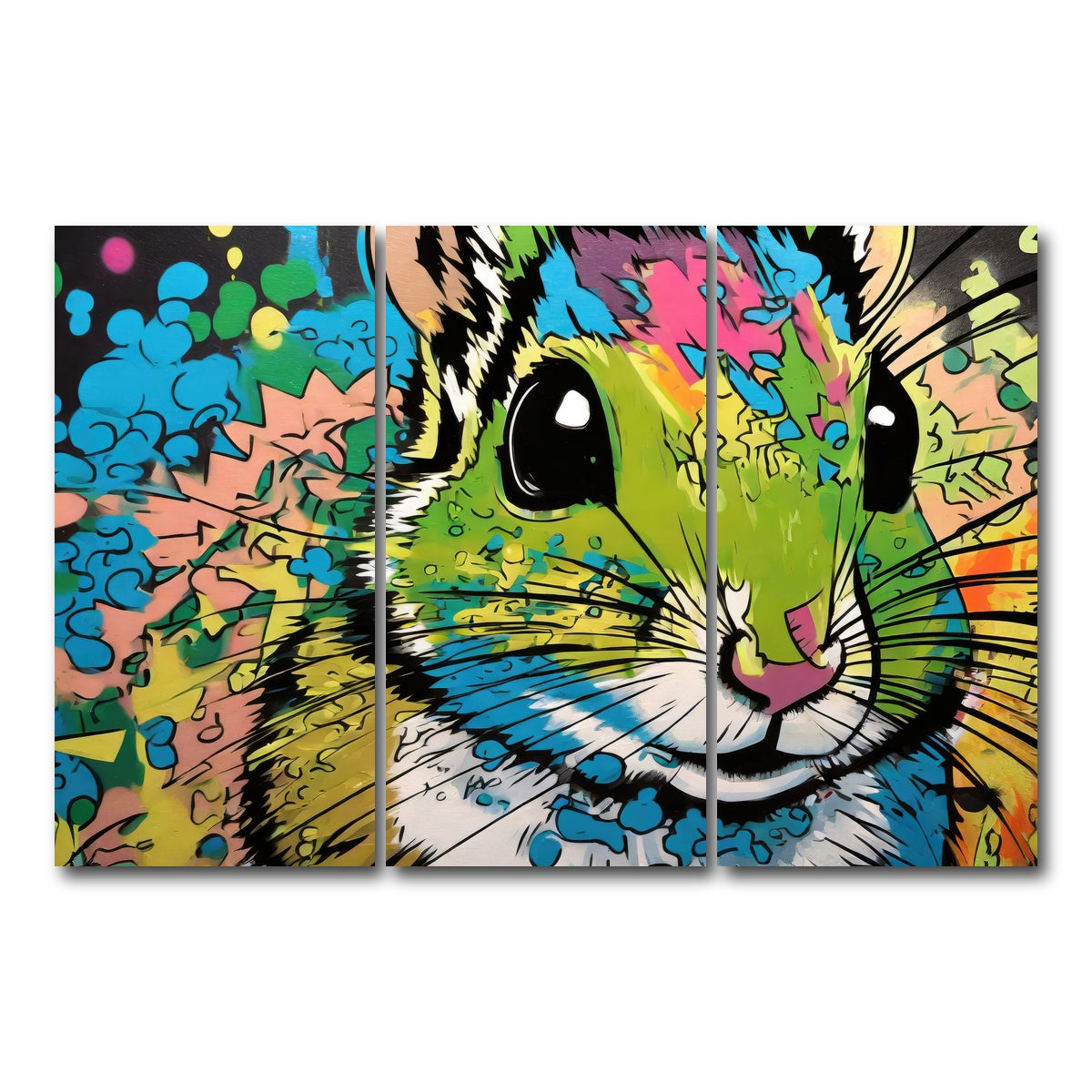 AUTO-MOCKUP WHITE | chipmunk graffiti | 3 Piece | Gallery Wrap Canvas | group=12x24