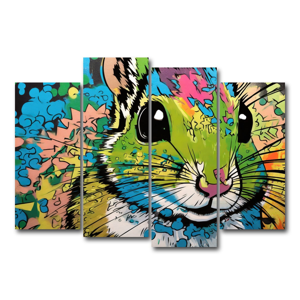 AUTO-MOCKUP WHITE | chipmunk graffiti | 4 Piece | Gallery Wrap Canvas | group=4_normal