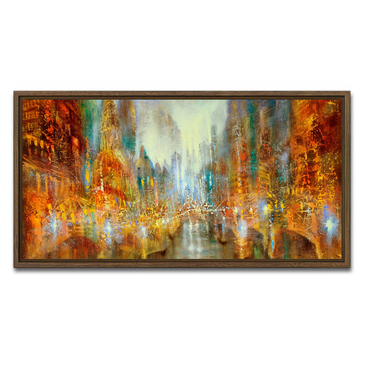 AUTO-MOCKUP WHITE | city of lights | 1 Piece | Walnut Framed Canvas | group=2x1