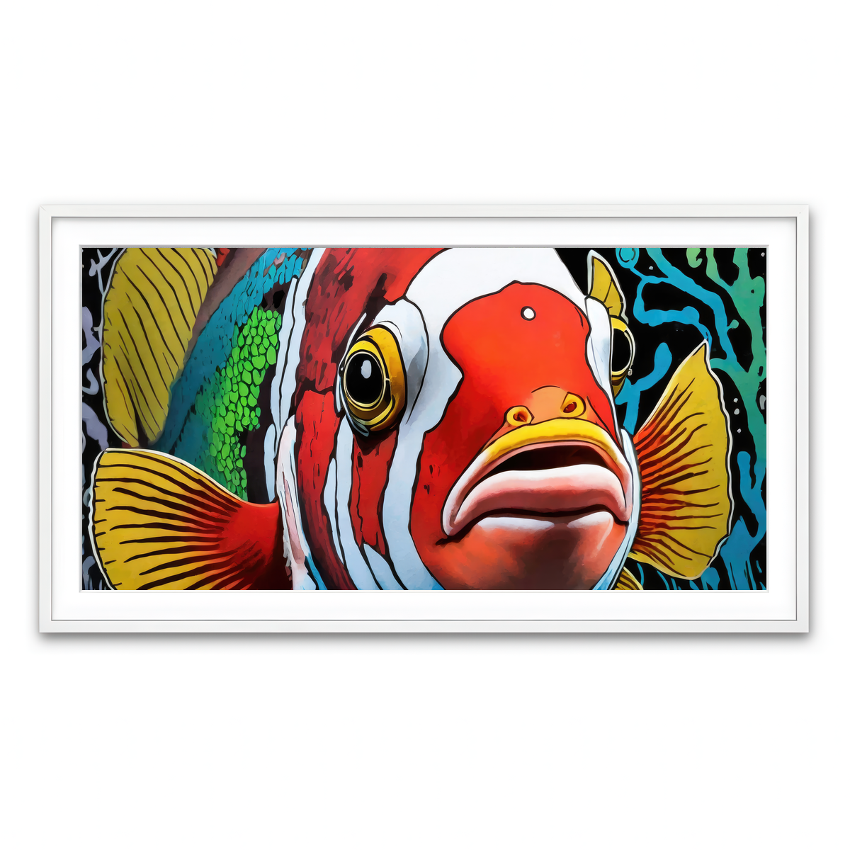 Framed Print 2x1 White