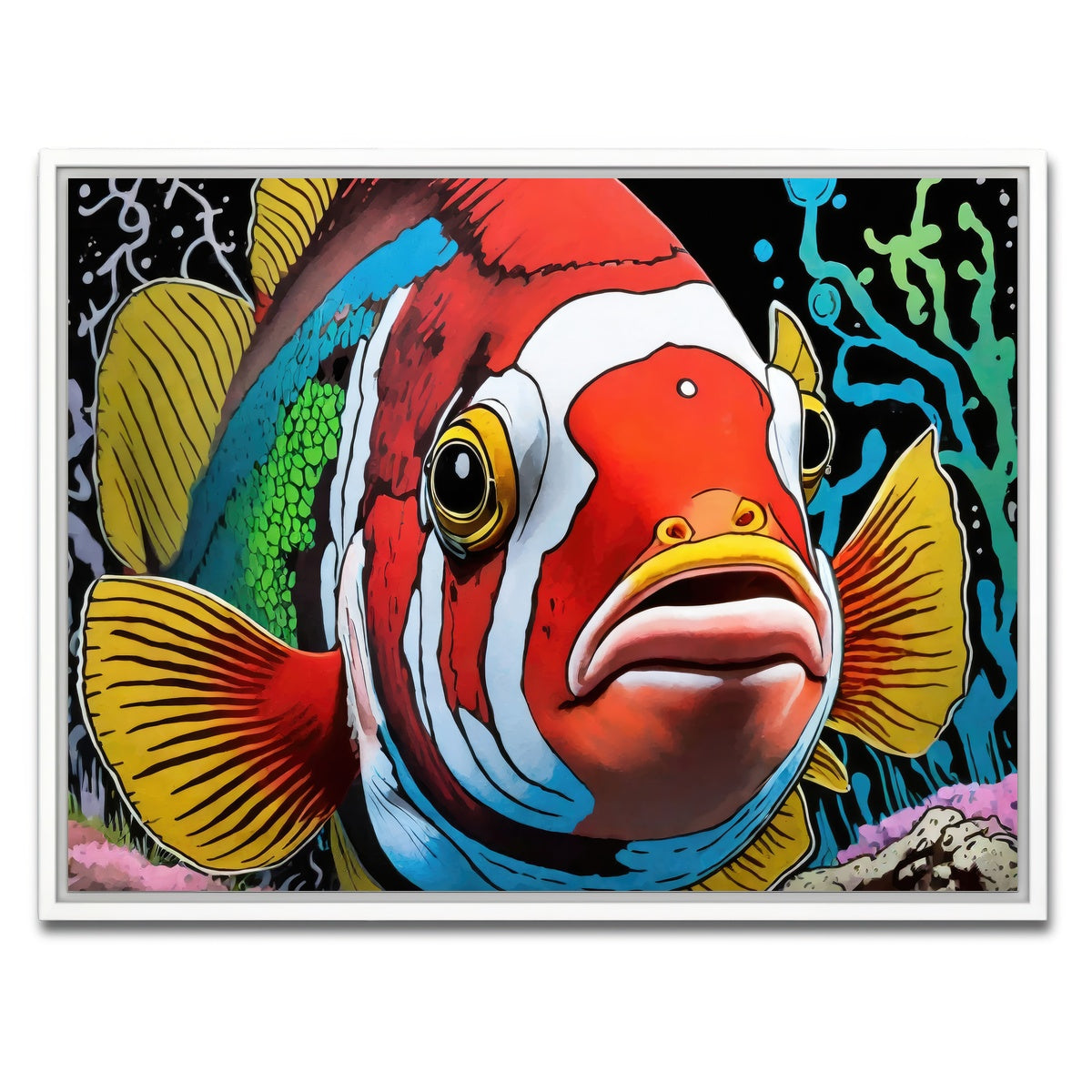 AUTO-MOCKUP WHITE | clown fish graffiti | 1 Piece | White Framed Canvas | group=4x3