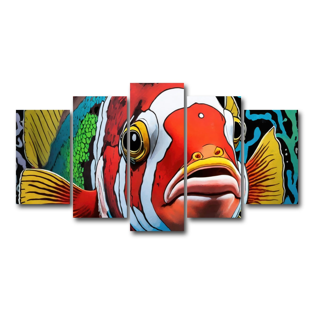 AUTO-MOCKUP WHITE | clown fish graffiti | 5 Piece | Gallery Wrap Canvas | group=5_normal