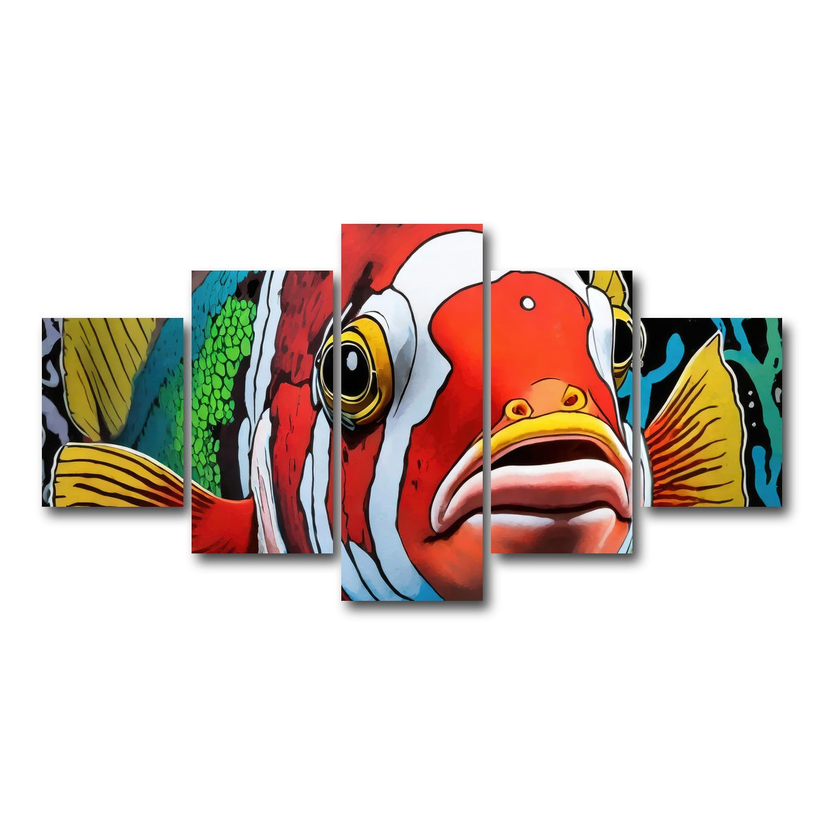 AUTO-MOCKUP WHITE | clown fish graffiti | 5 Piece | Gallery Wrap Canvas | group=5_short