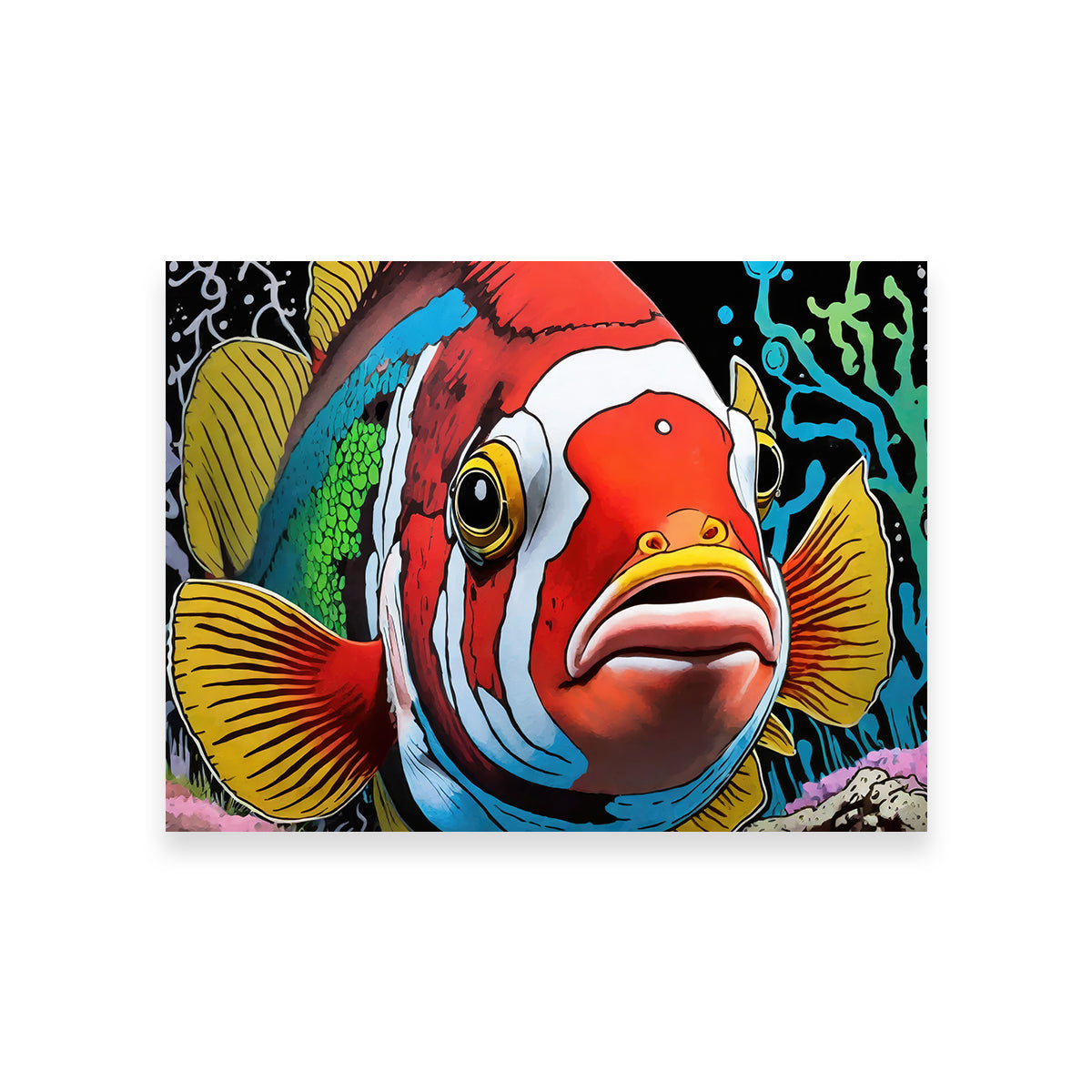 Clown Fish Graffiti Wall Art