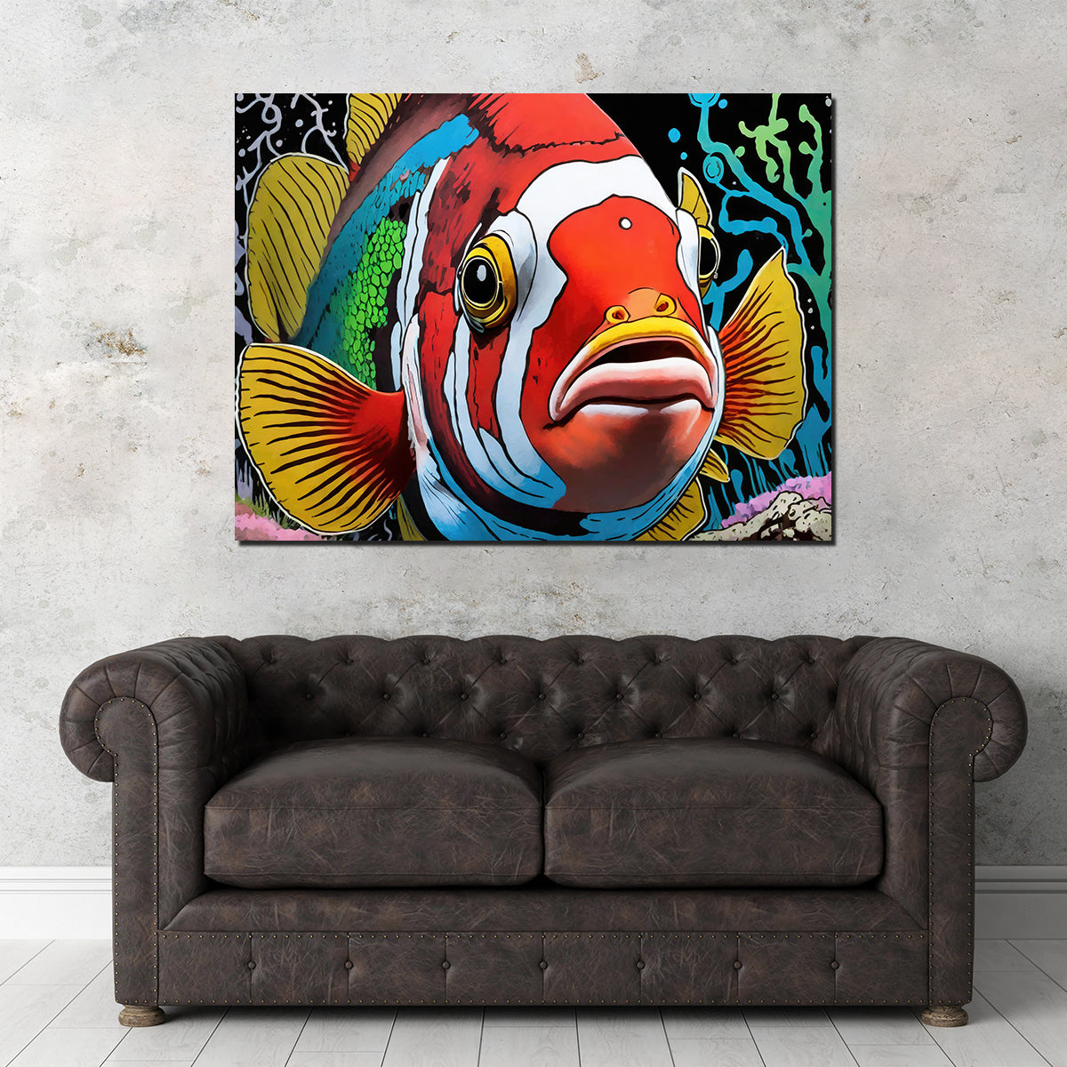 Clown Fish Graffiti Wall Art