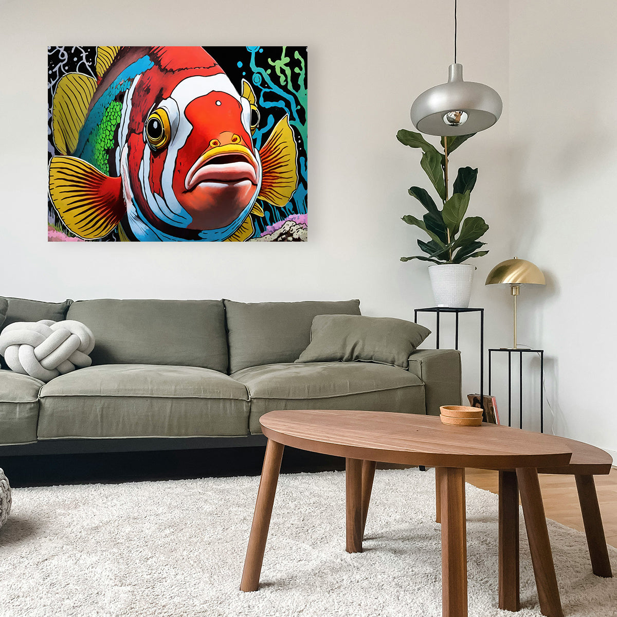 Clown Fish Graffiti Wall Art
