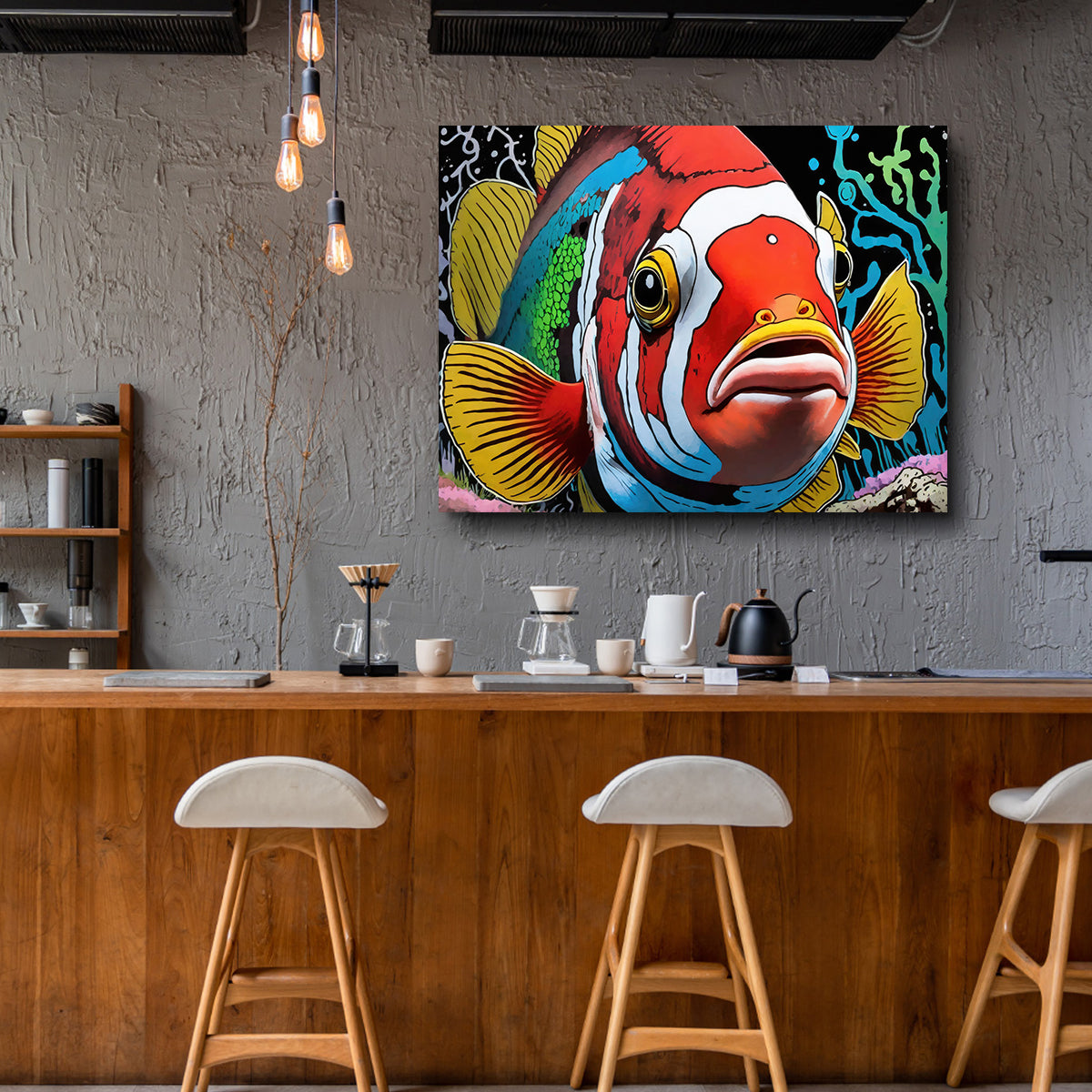 Clown Fish Graffiti Wall Art