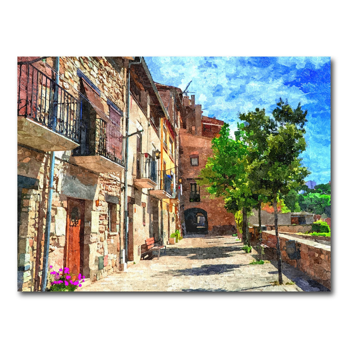 AUTO-MOCKUP WHITE | colorful village street | 1 Piece | Gallery Wrap Canvas | group=4x3