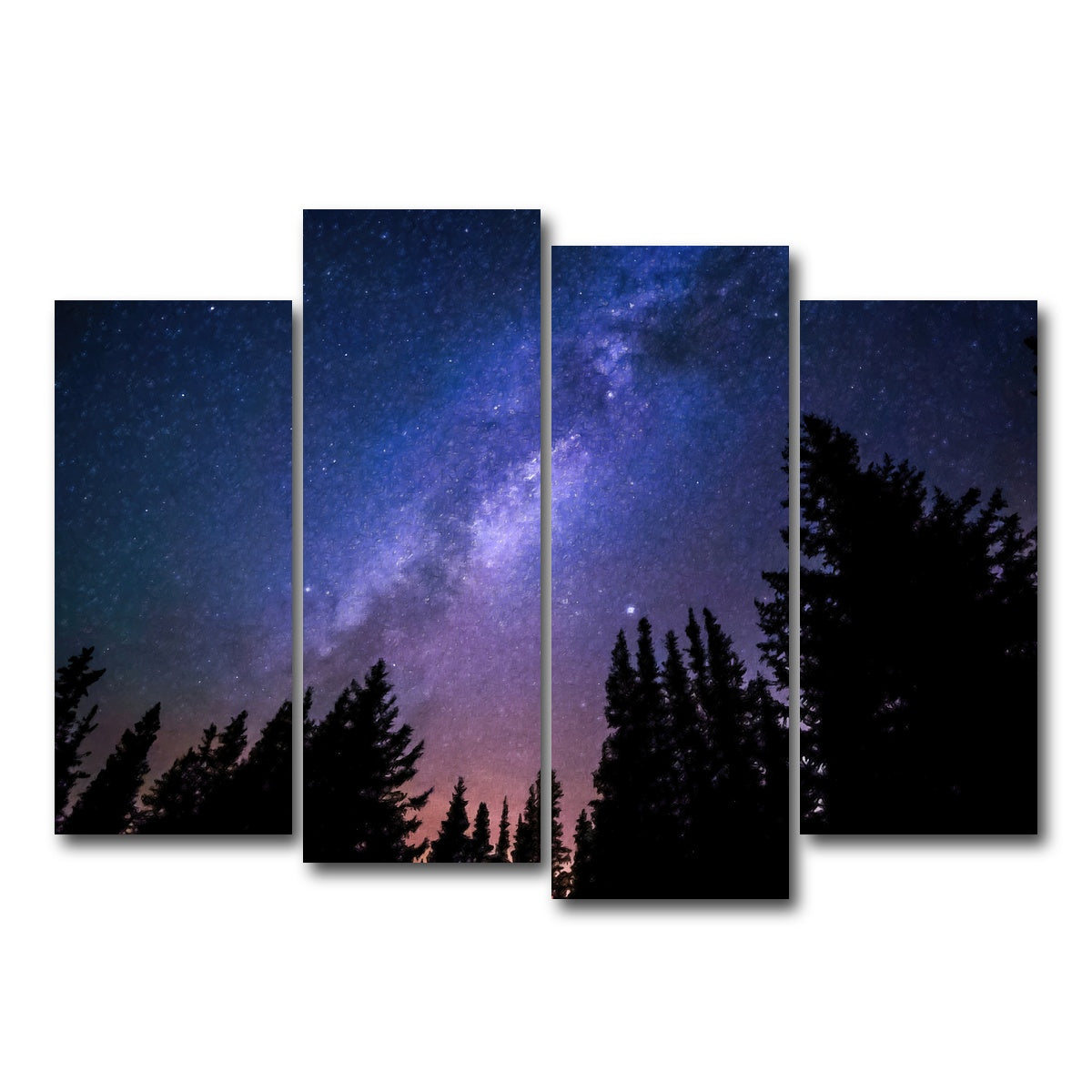 AUTO-MOCKUP WHITE | conifers reaching to milky way | 4 Piece | Gallery Wrap Canvas | group=4_normal