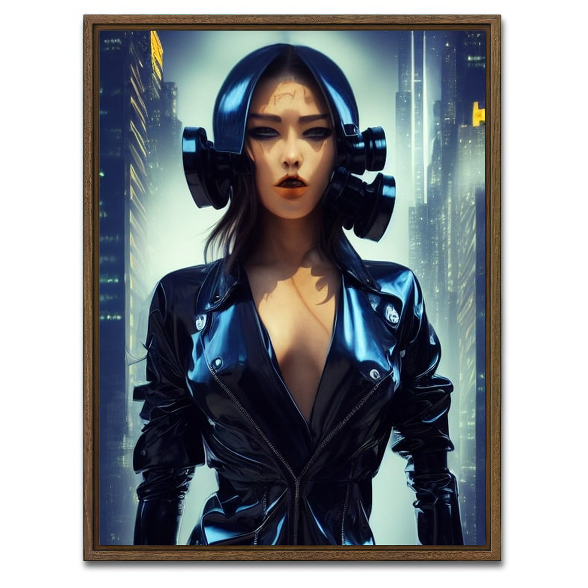 AUTO-MOCKUP WHITE | cop lady | 1 Piece | Walnut Framed Canvas | group=3x4