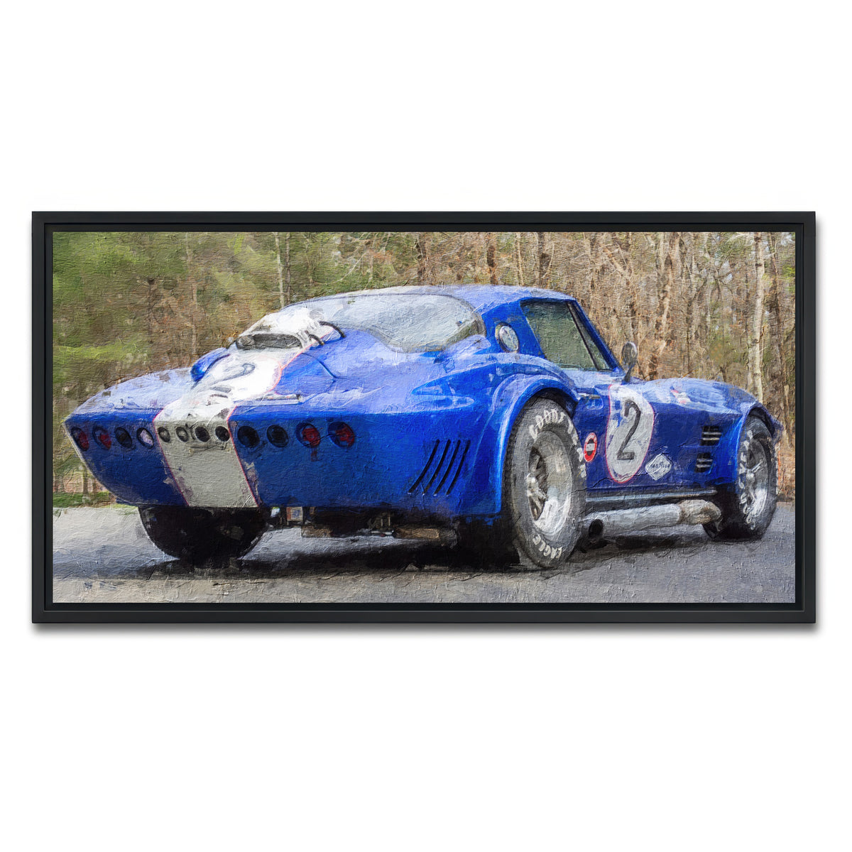 AUTO-MOCKUP WHITE | corvette grand sport no. 2 | 1 Piece | Black Framed Canvas | group=2x1
