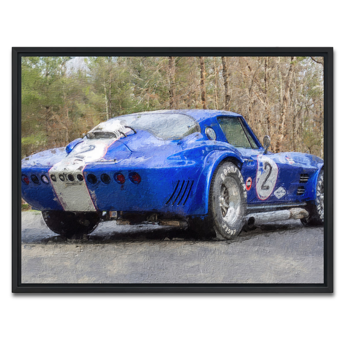 AUTO-MOCKUP WHITE | corvette grand sport no. 2 | 1 Piece | Black Framed Canvas | group=4x3