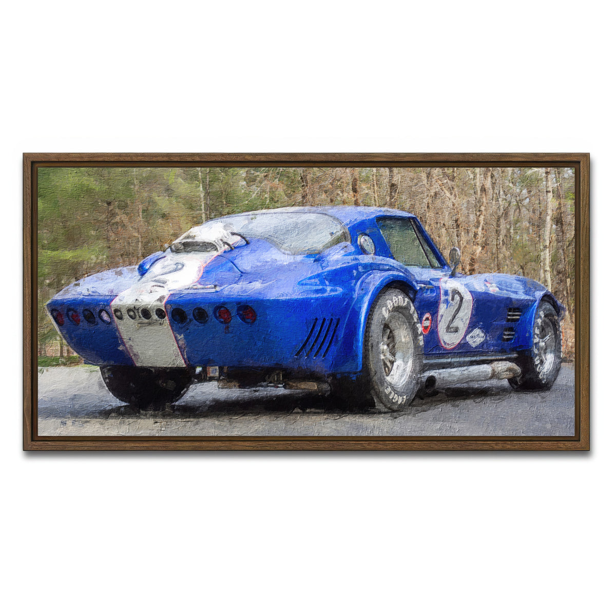 AUTO-MOCKUP WHITE | corvette grand sport no. 2 | 1 Piece | Walnut Framed Canvas | group=2x1