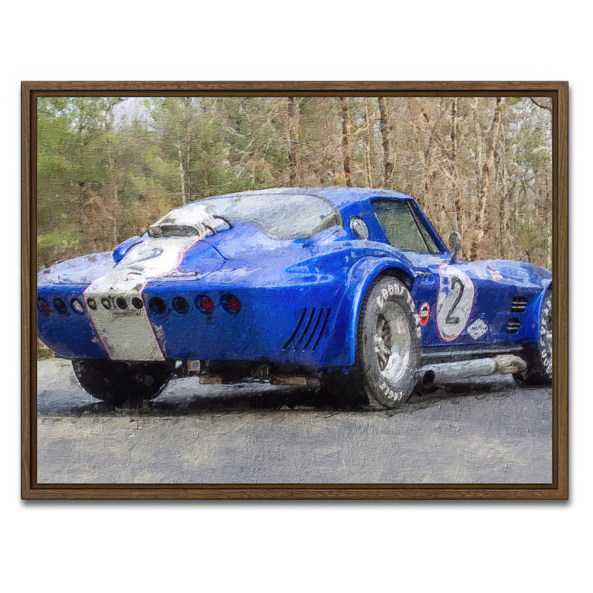 AUTO-MOCKUP WHITE | corvette grand sport no. 2 | 1 Piece | Walnut Framed Canvas | group=4x3