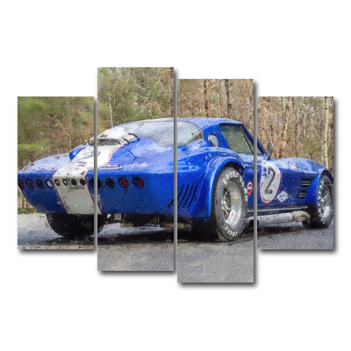 AUTO-MOCKUP WHITE | corvette grand sport no. 2 | 4 Piece | Gallery Wrap Canvas | group=4_short