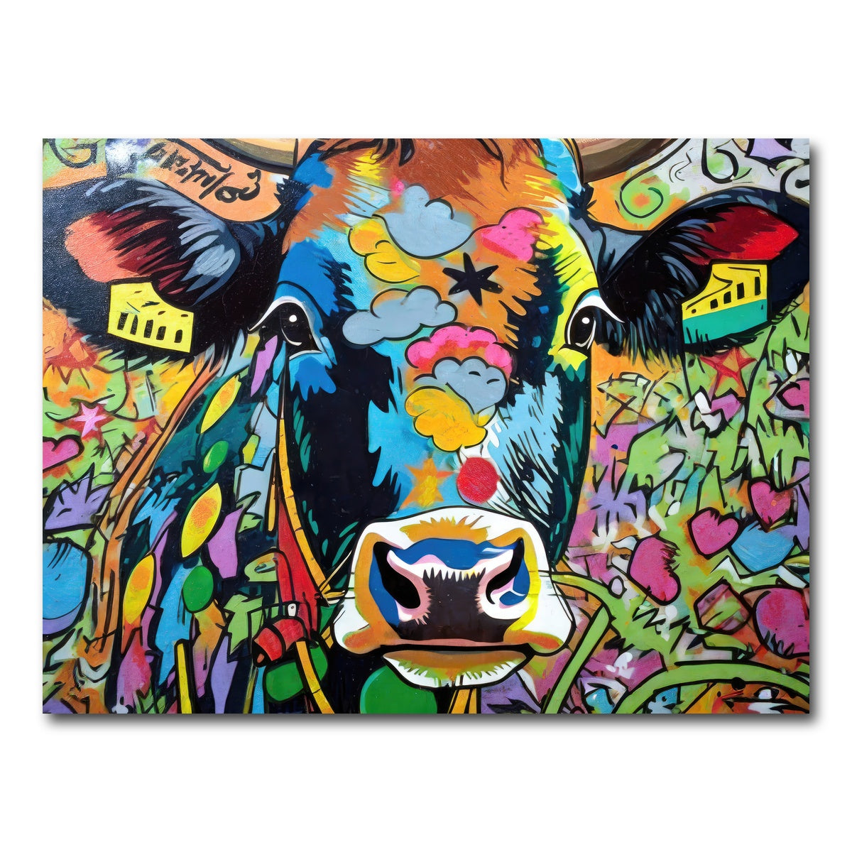 AUTO-MOCKUP WHITE | cow graffiti | 1 Piece | Gallery Wrap Canvas | group=4x3
