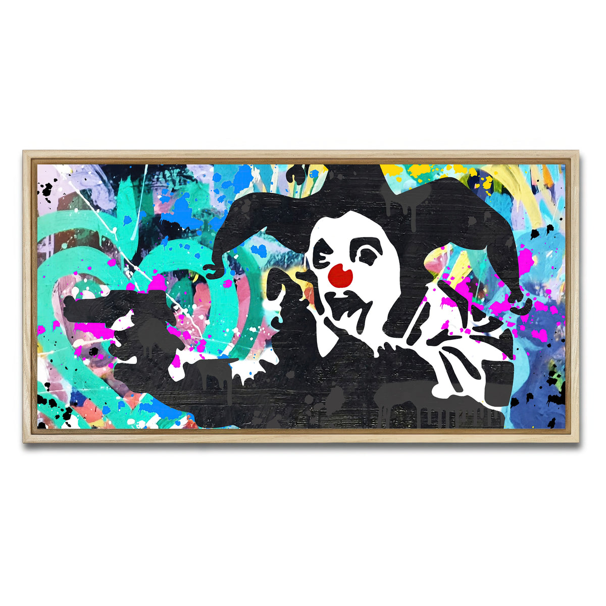 AUTO-MOCKUP WHITE | crazy clown | 1 Piece | Natural Framed Canvas | group=2x1