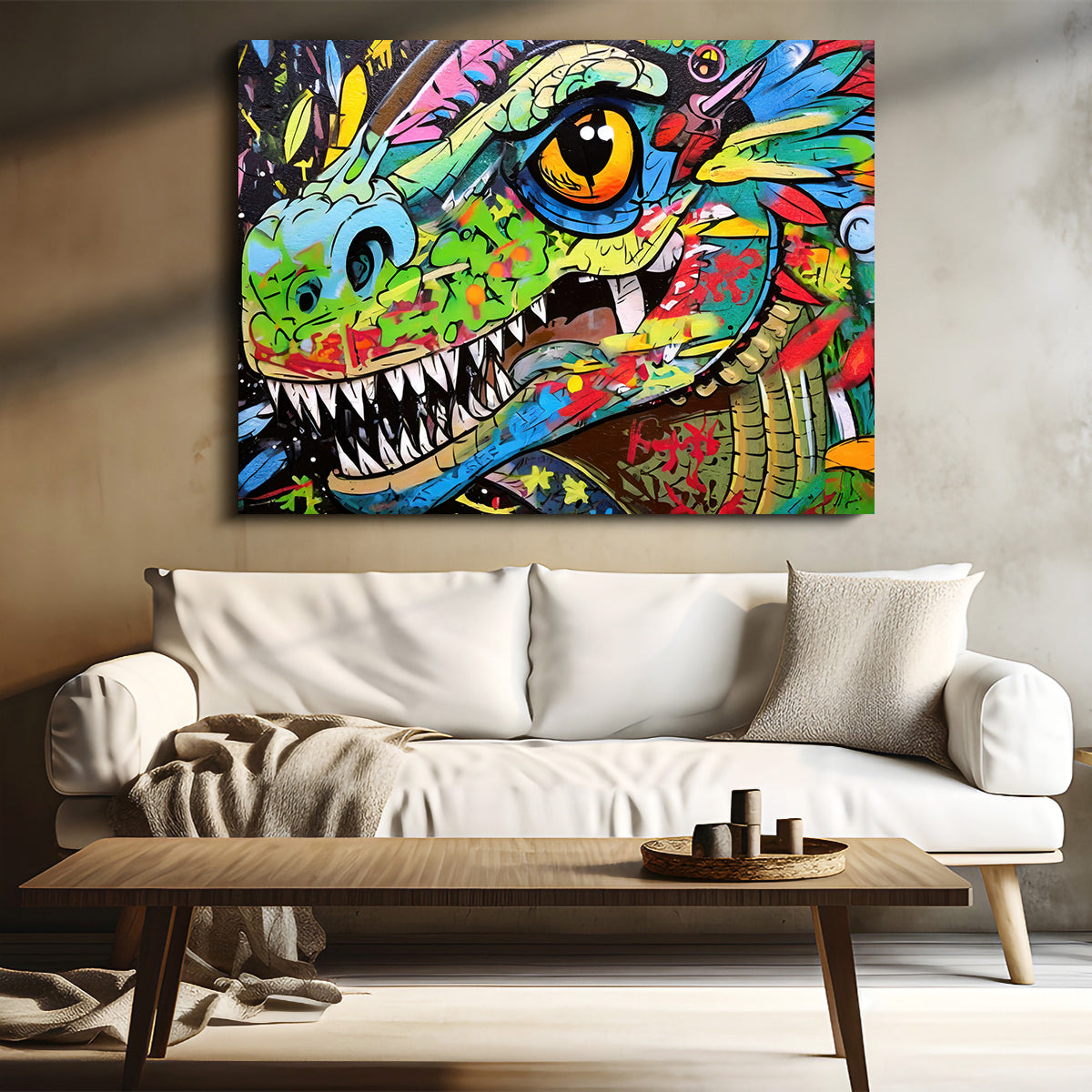 Dinosaur Graffiti Wall Art