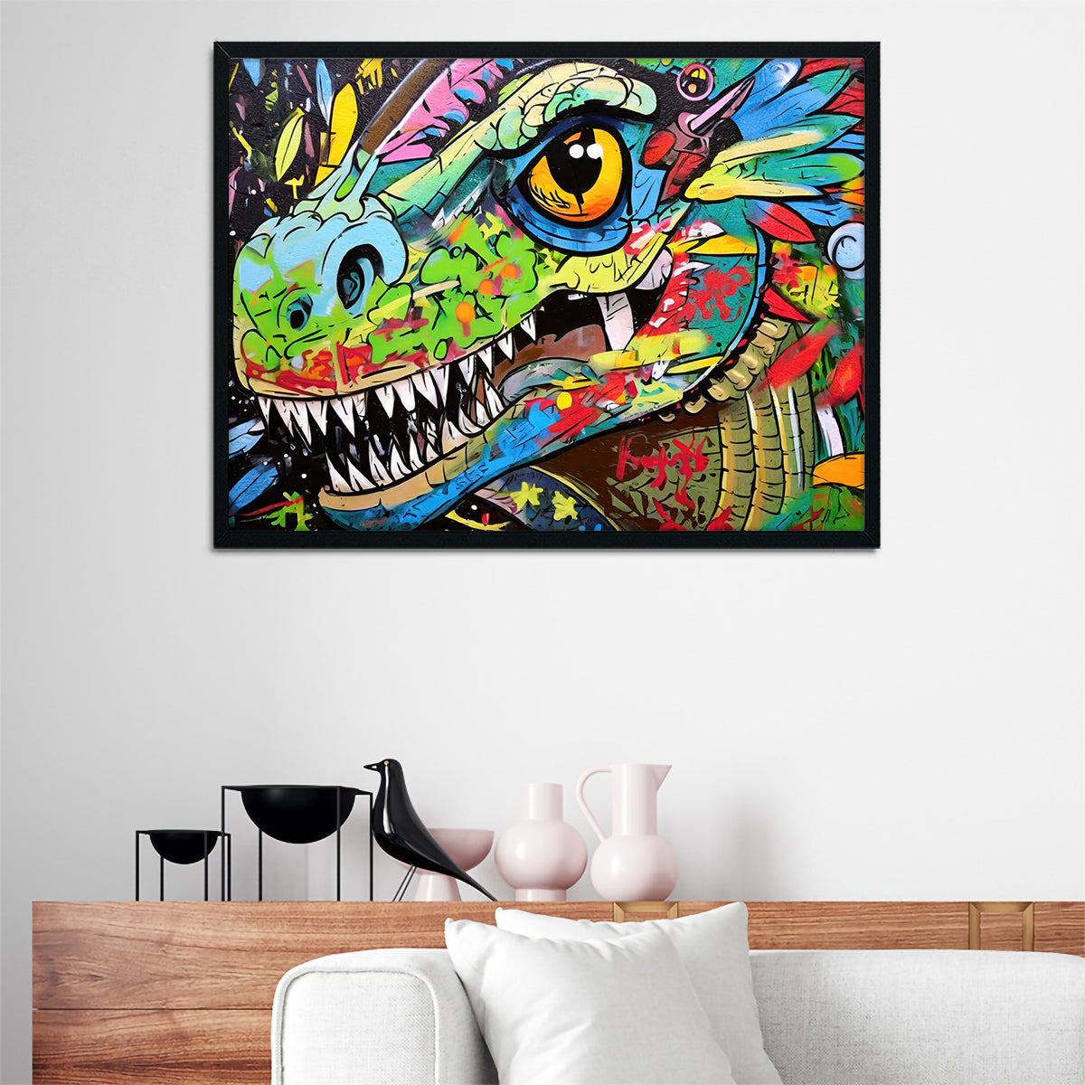 Dinosaur Graffiti Wall Art